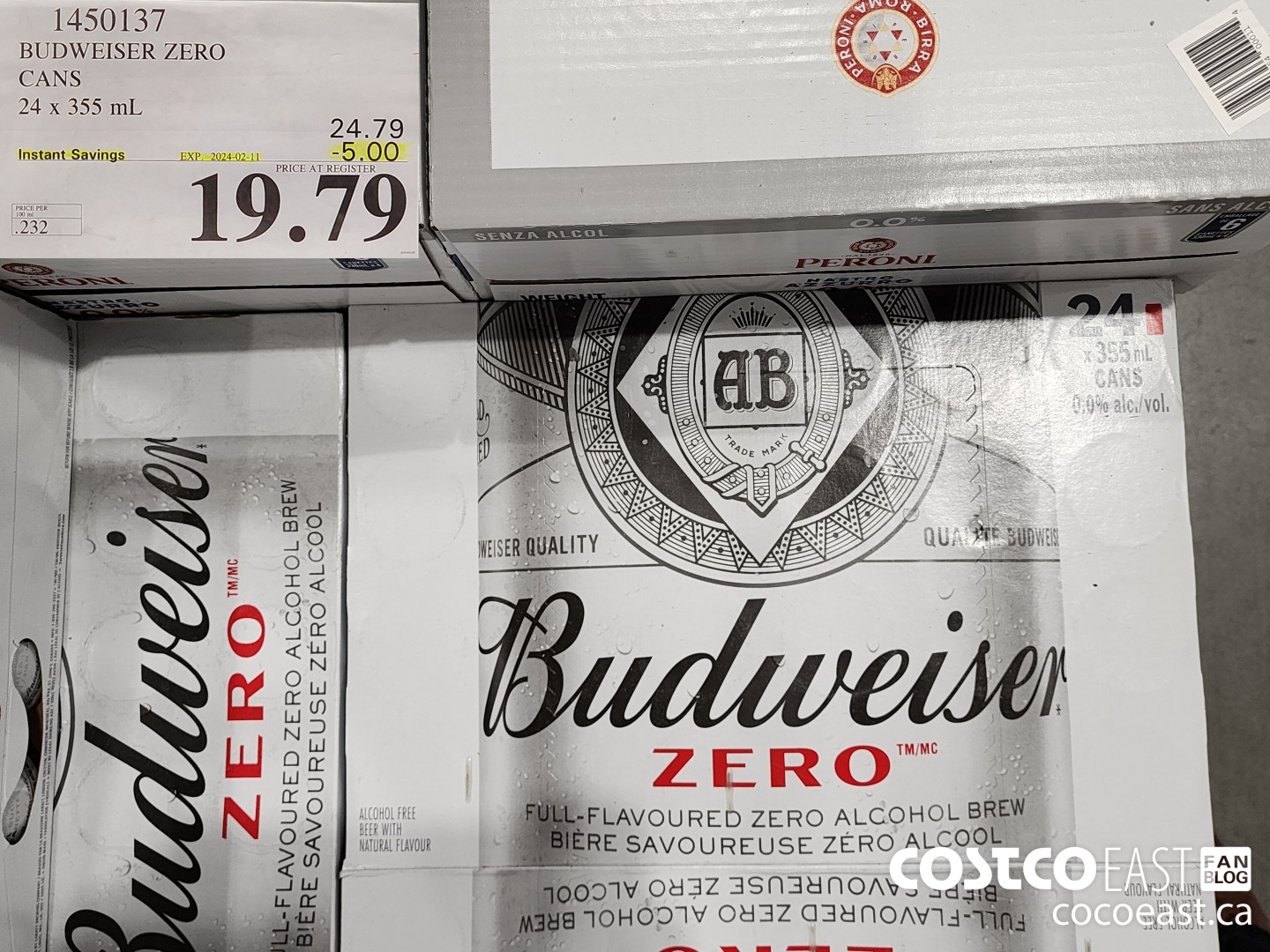 1450137 BUDWEISER ZERO CANS 24 X 355 ML ($5.00 INSTANT SAVINGS EXPIRES ON 2024-02-11) $19.79