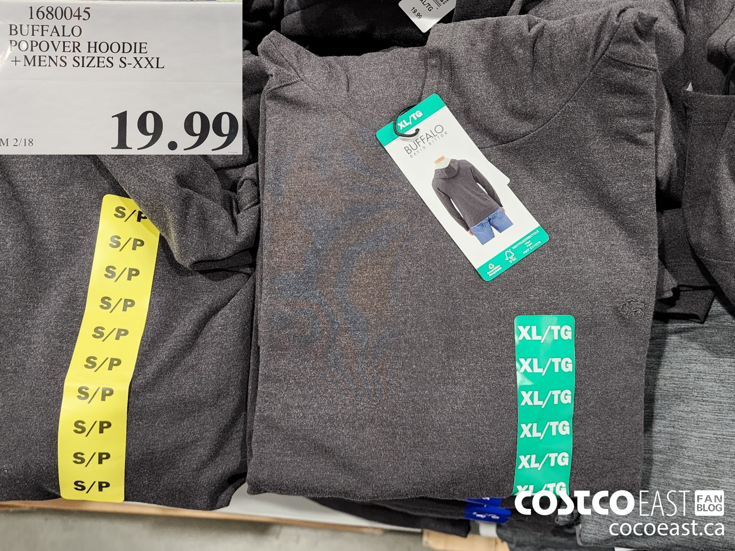 1680045 BUFFALO POPOVER HOODIE + MENS SIZES S-XXL $19.99