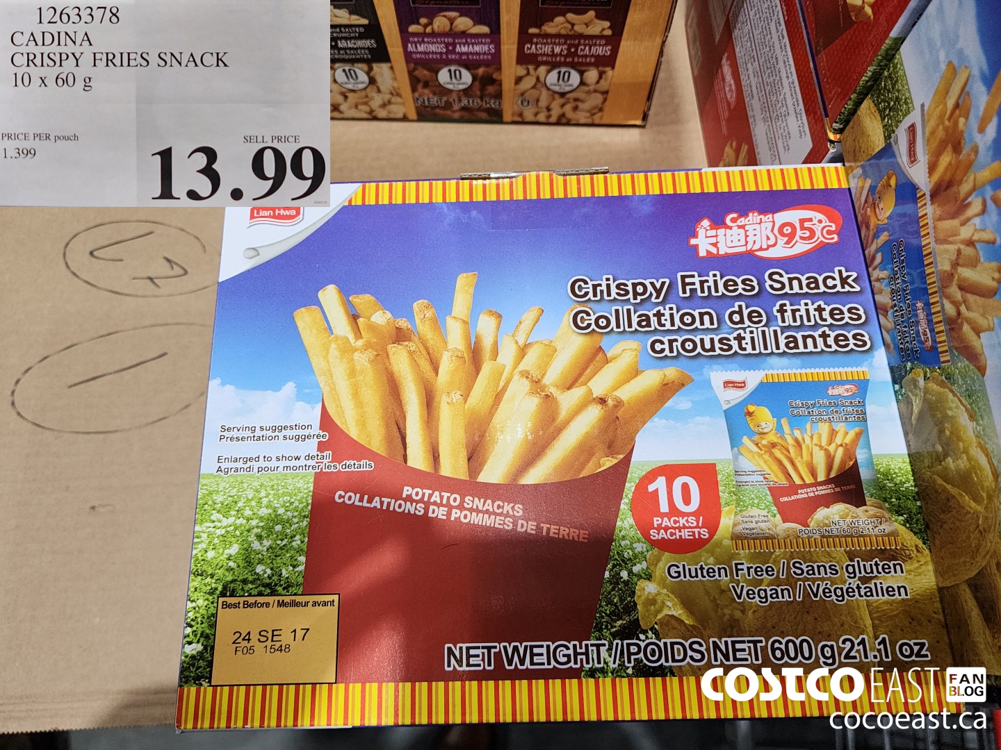 1263326 CADINA CRISPY FRIES SNACK 10 x 60 g $13.99