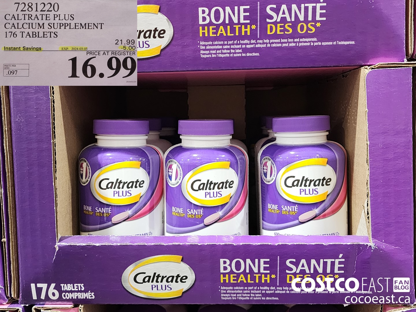7281220 CALTRATE PLUS CALCIUM SUPPLEMENT 176 TABLETS ($5.00 INSTANT SAVINGS EXPIRES ON 2024-03-03) $16.99