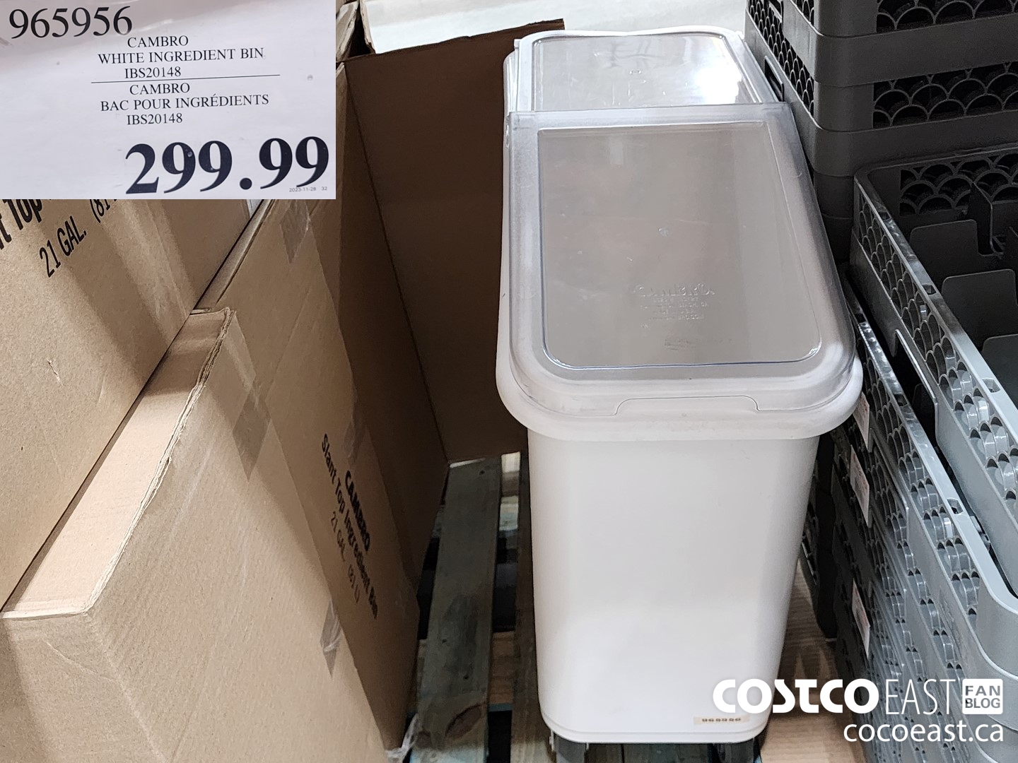 965956 CAMBRO WHITE INGREDIENT BIN IBS20148 $299.99