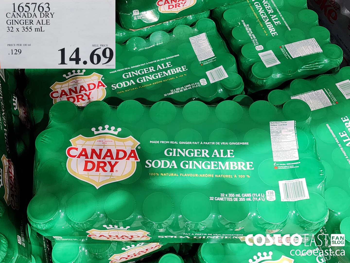 165763 CANADA DRY GINGER ALE 32 X 355 ML $14.69