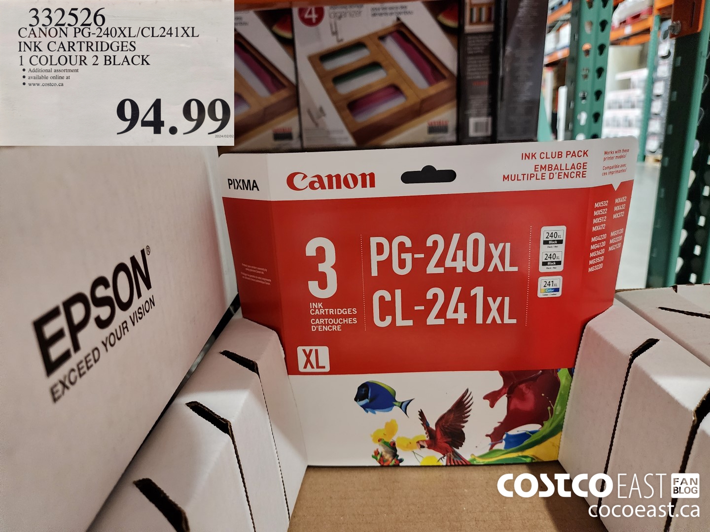 332526 CANON PG-240XL/CL241XL INK CARTRIDGES 1 COLOUR 2 BLACK $94.99
