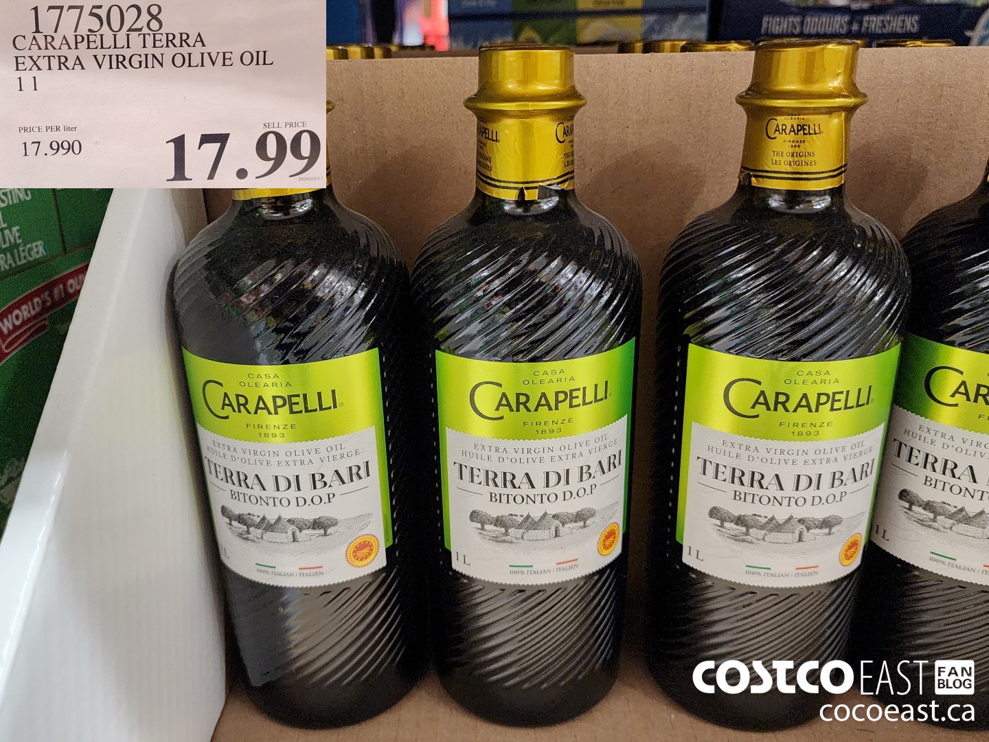 1775028 CARAPELLI TERRA EXTRA VIRGIN OLIVE OIL 1 L $17.99