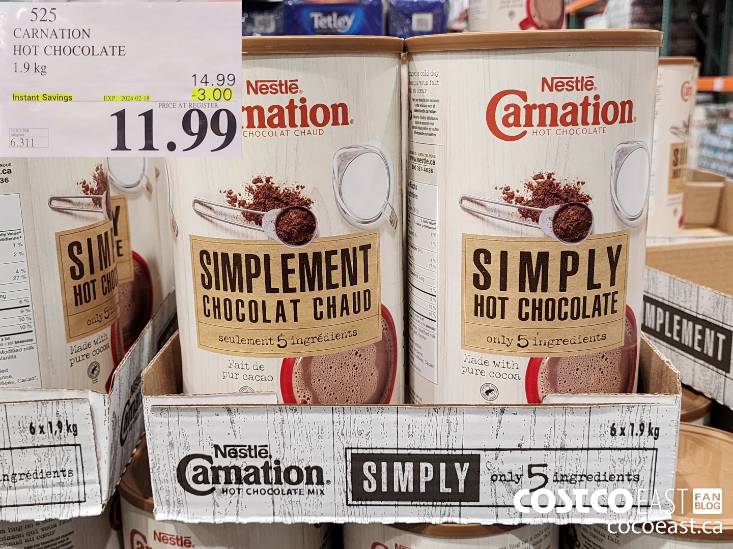 525 CARNATION HOT CHOCOLATE 1.9 KG ($3.00 INSTANT SAVINGS EXPIRES ON 2024-02-18) $11.99