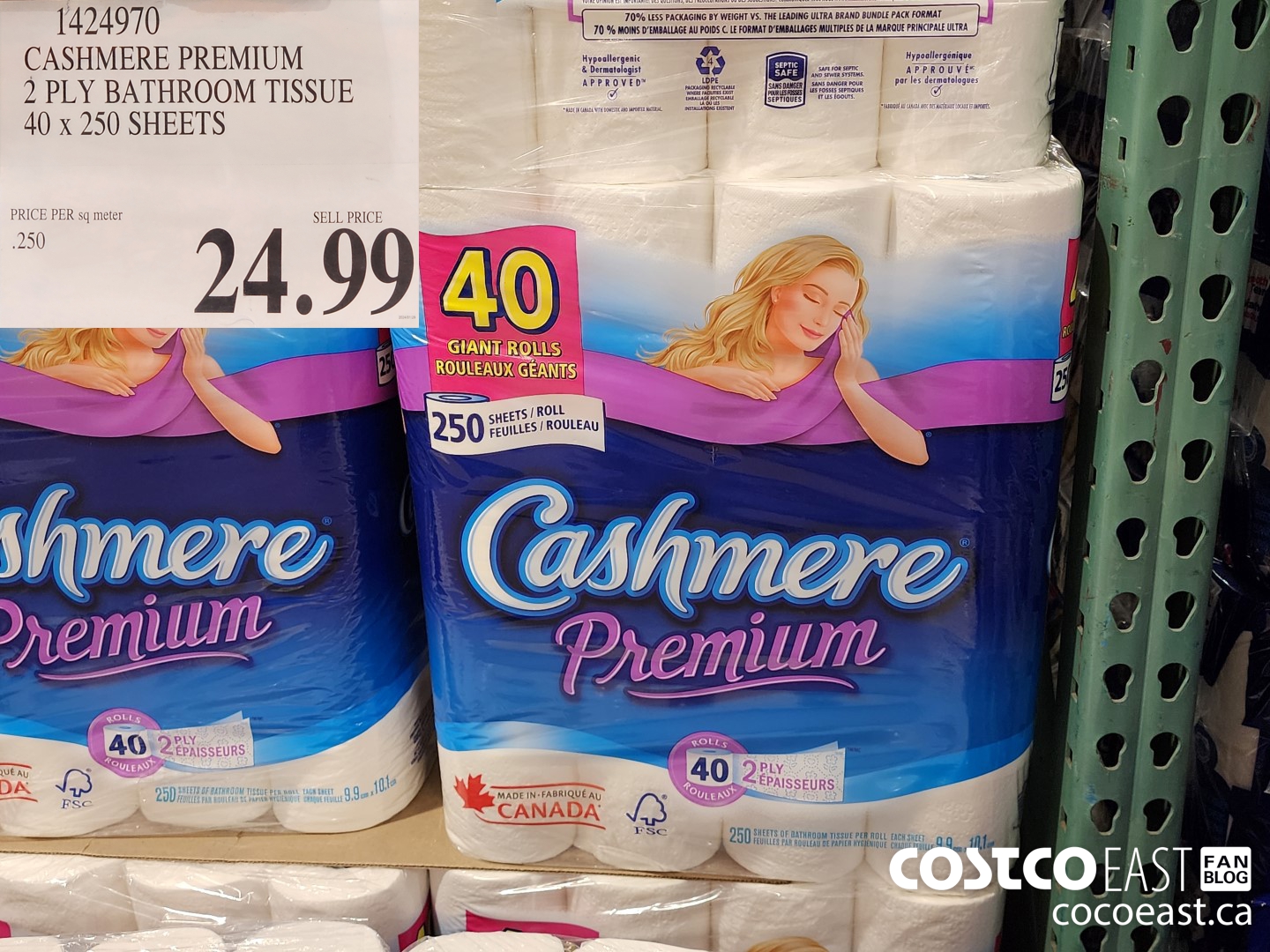 1424970 CASHMERE PREMIUM 2 PLY BATHROOM TISSUE 40 x 250 sheets $24.99