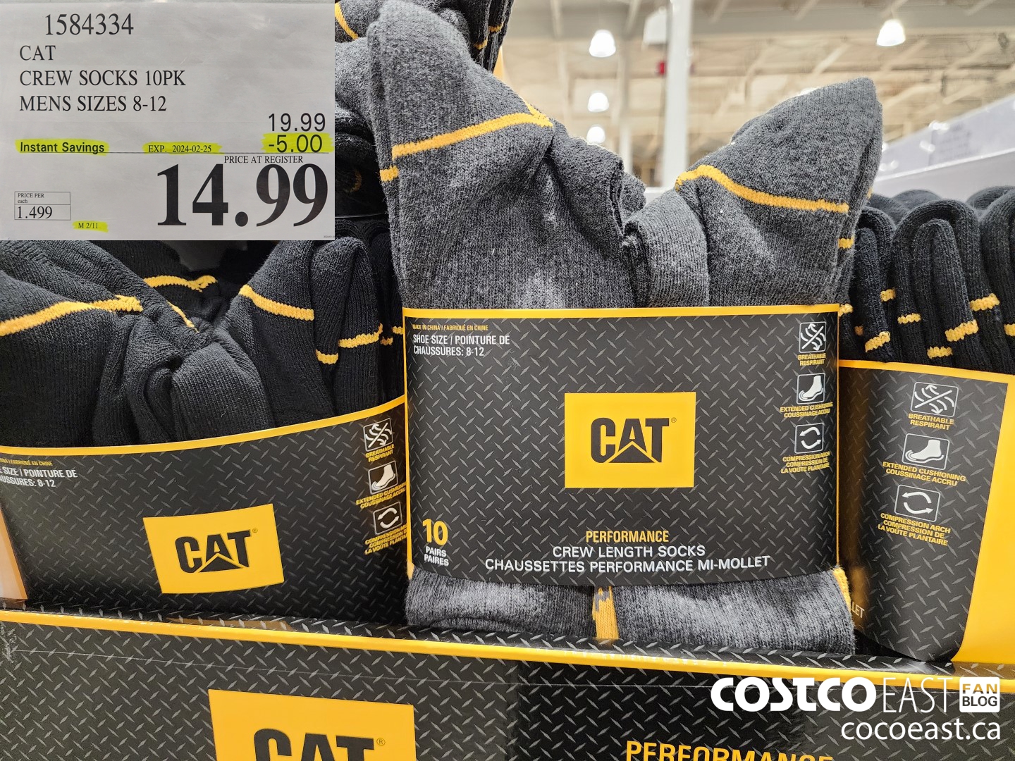 1584334 CAT CREW SOCK L0PK MENS SIZES 8-12 ($5.00 INSTANT SAVINGS EXPIRES ON 2024-02-25) $14.99