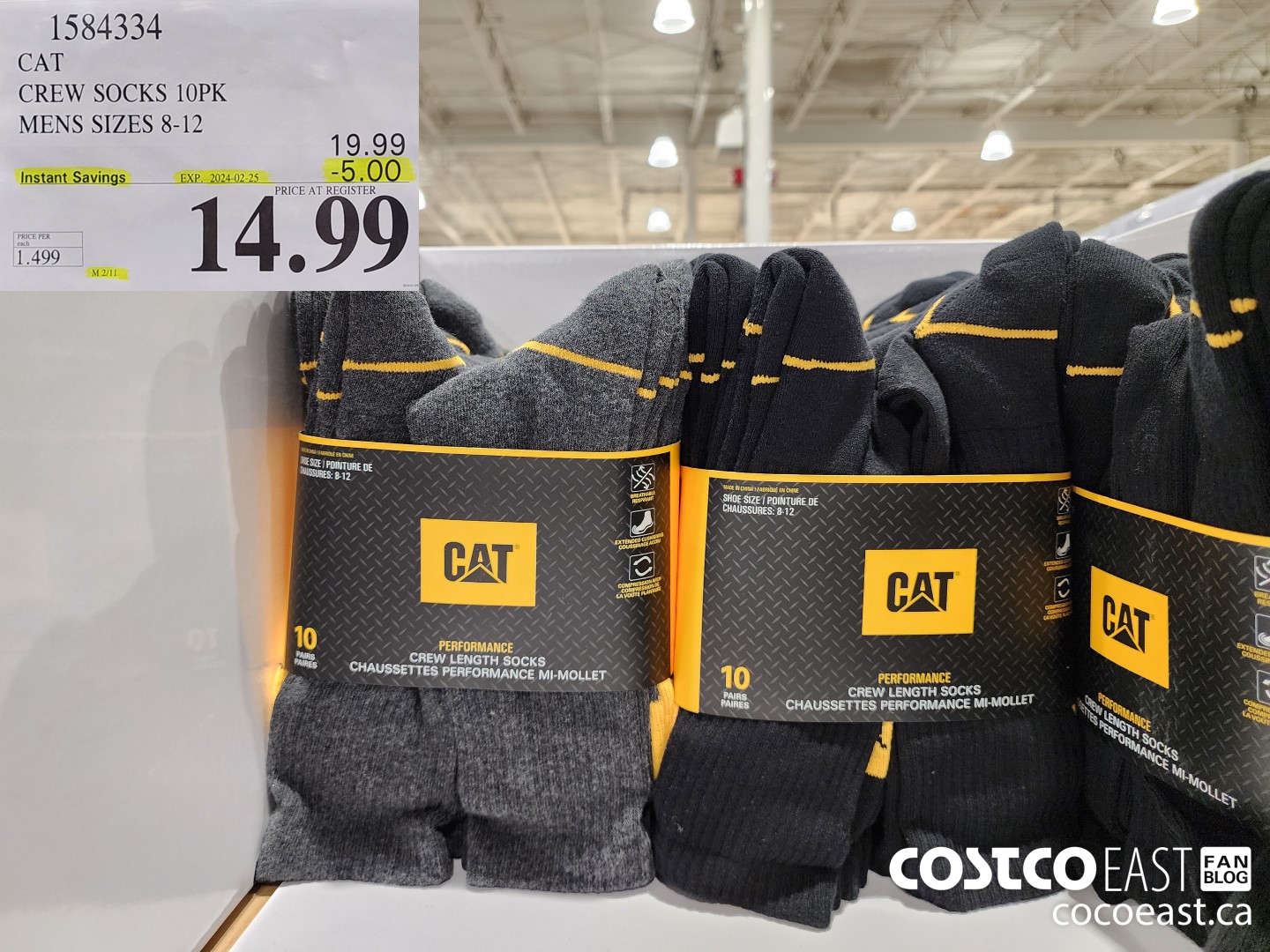 1584334 CAT CREW SOCK L0PK MENS SIZES 8-12 ($5.00 INSTANT SAVINGS EXPIRES ON 2024-02-25) $14.99