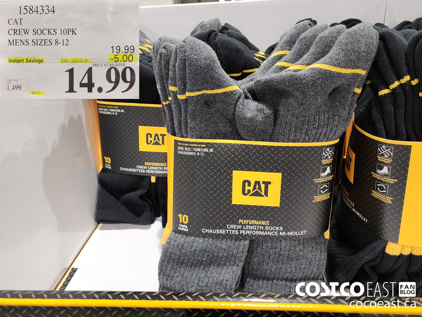 1584334 CAT CREW SOCK L0PK MENS SIZES 8-12 ($5.00 INSTANT SAVINGS EXPIRES ON 2024-02-25) $14.99
