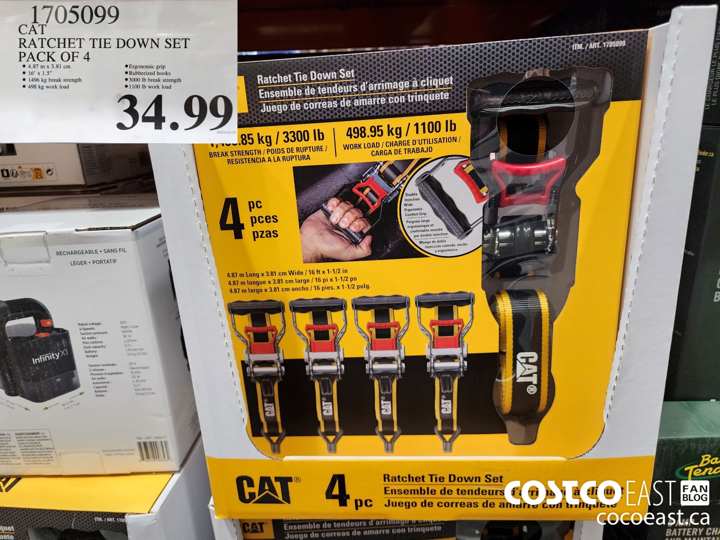 1705099 CAT RATCHET TIE DOWN SET PACK OF 4 $34.99