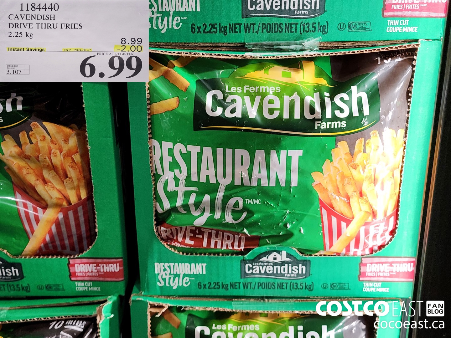 1184440 CAVENDISH DRIVE THRU FRIES 2.25 kg ($2.00 INSTANT SAVINGS EXPIRES ON 2024-02-25) $6.99
