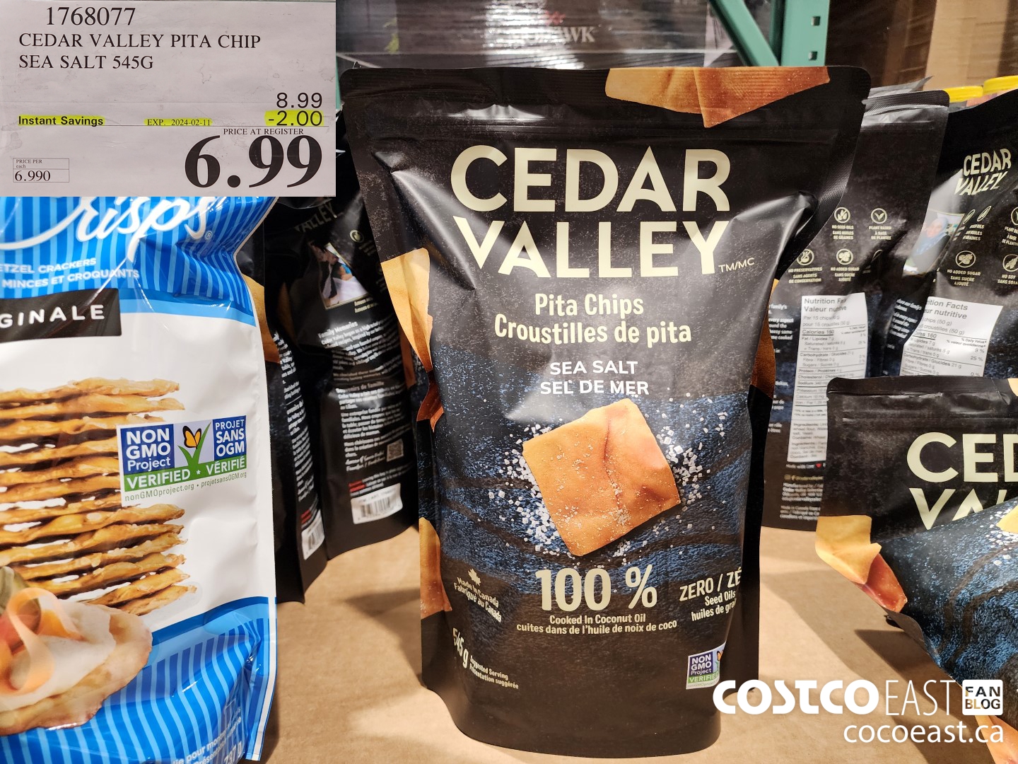 1768077 CEDAR VALLEY PITA CHIP SEA SALT 545G ($2.00 INSTANT SAVINGS EXPIRES ON 2024-02-11) $6.99