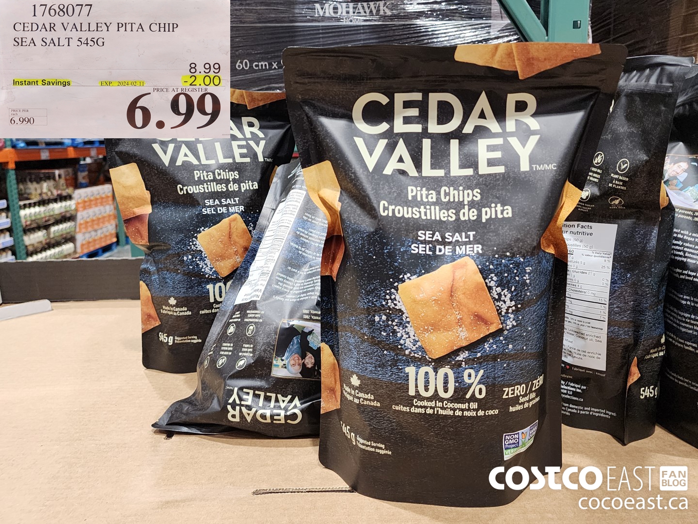 1768077 CEDAR VALLEY PITA CHIP SEA SALT 545G ($2.00 INSTANT SAVINGS EXPIRES ON 2024-02-11) $6.99