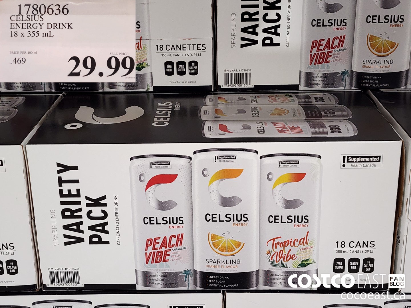 1780636 CELSIUS ENERGY DRINK 18 X 355 ML $29.99