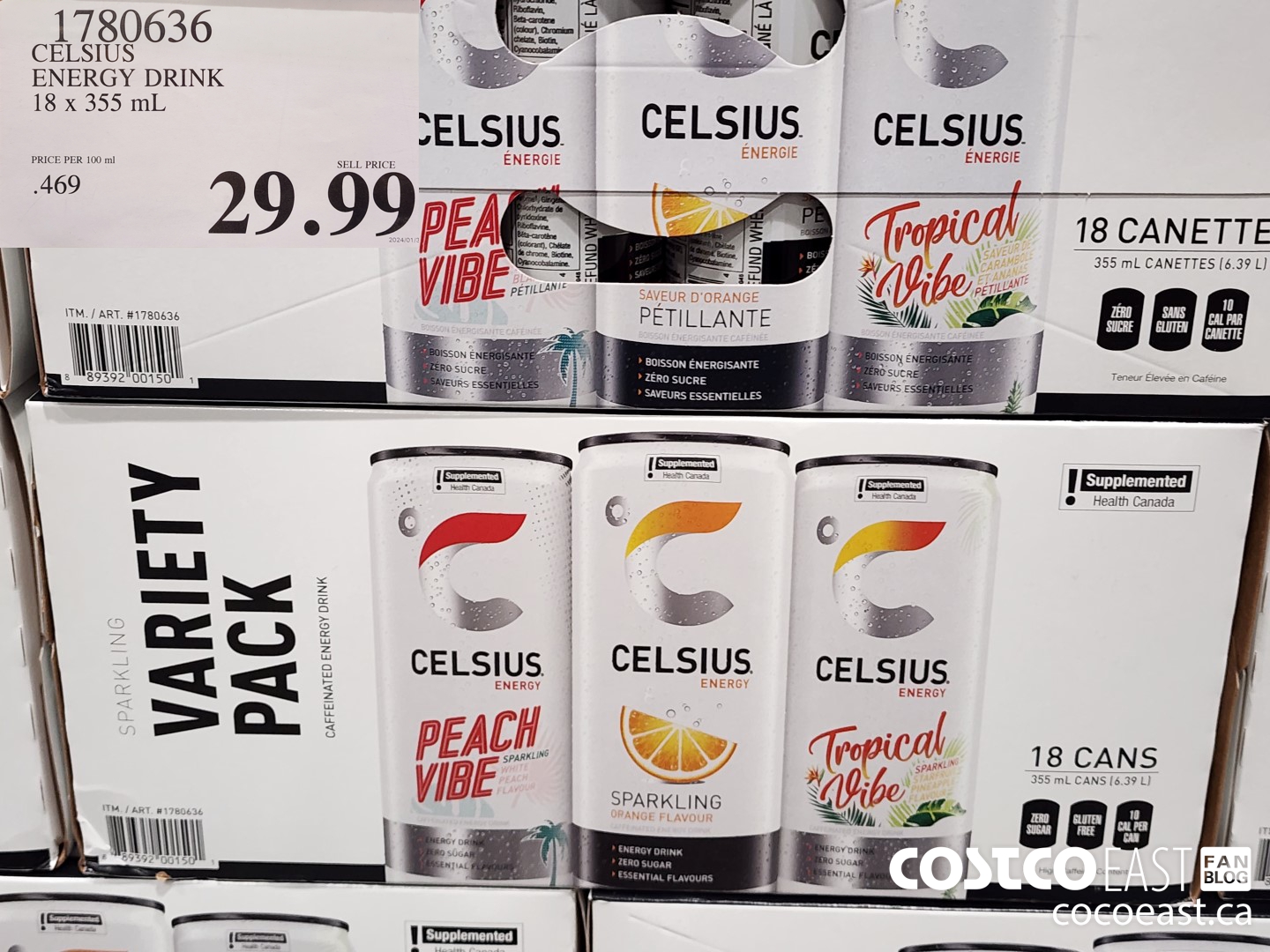 1780636 CELSIUS ENERGY DRINK 18 X 355 ML $29.99
