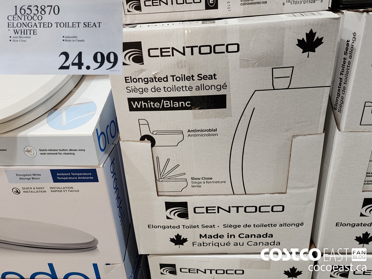 1653870 CENTOCO ELONGATED TOILET SEAT WHITE $24.99