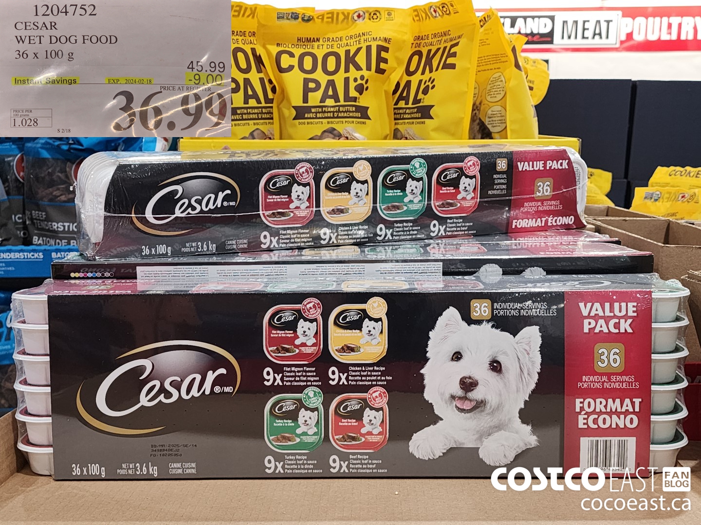 1204752 CESAR WET DOG FOOD 36 x 100 g ($9.00 INSTANT SAVINGS EXPIRES ON 2024-02-18) $44.89