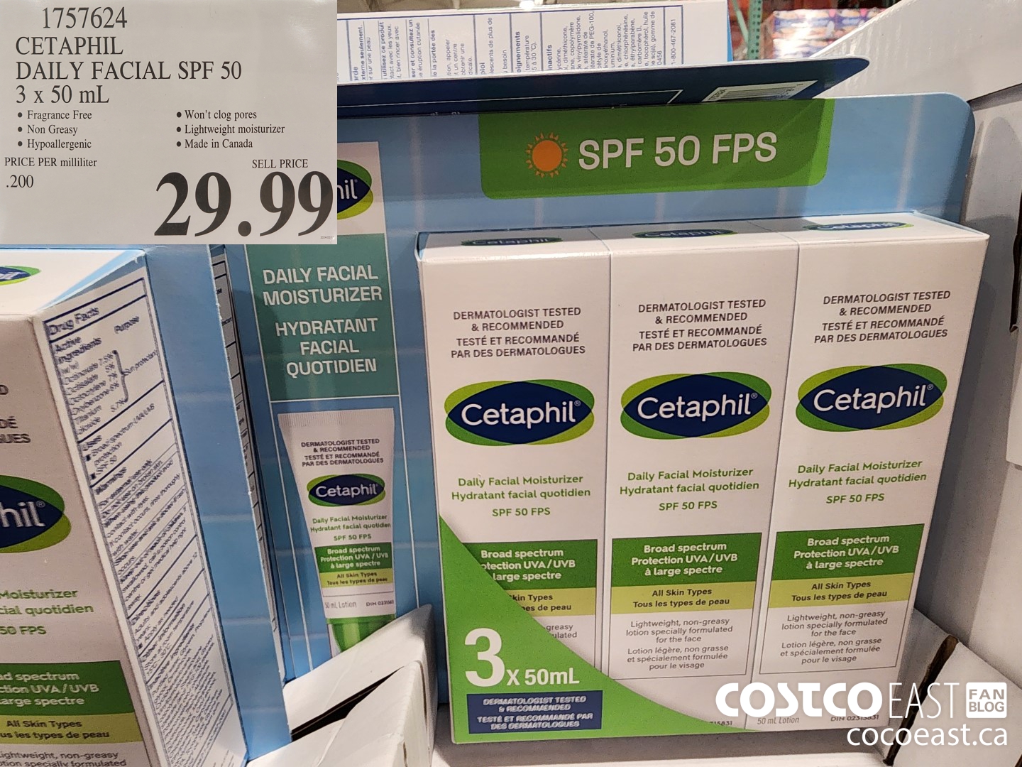 1757624 CETAPHIL DAILY FACIAL SPF 50 3 X 50 ML $29.99