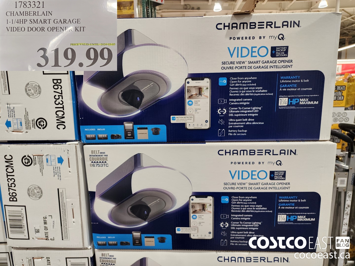 1783321 CHAMBERLAIN 1-1/4HP SMART GARAGE VIDEO DOOR OPENER KIT $319.99