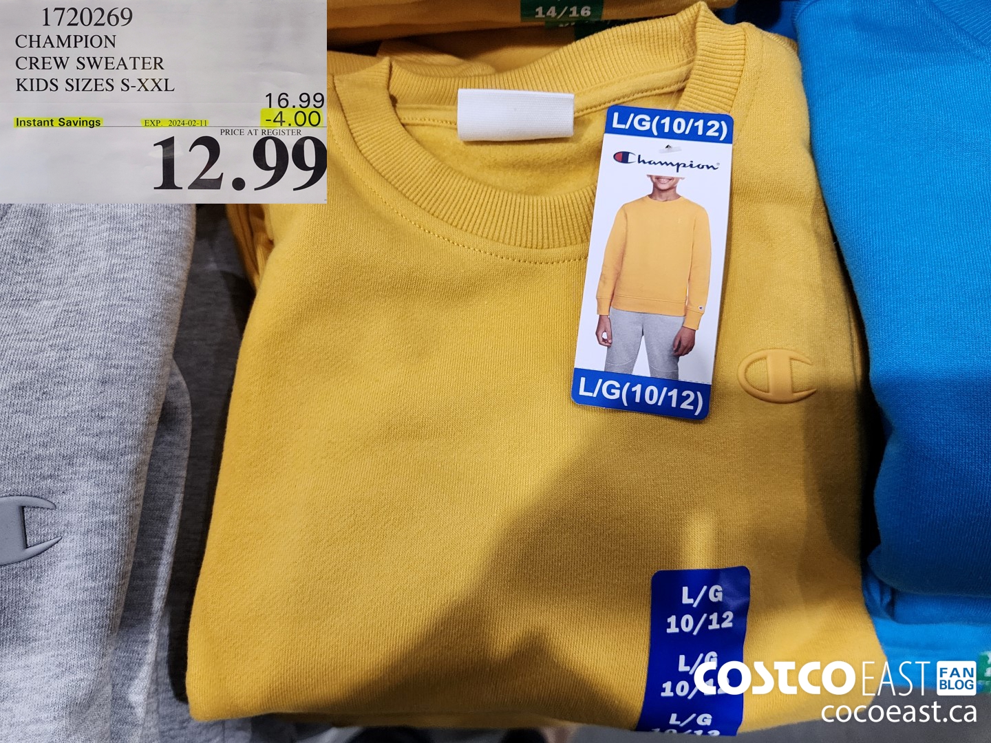 1720269 CHAMPION CREW SWEATER KIDS SIZES S-XXL ($4.00 INSTANT SAVINGS EXPIRES ON 2024-02-11) $12.99