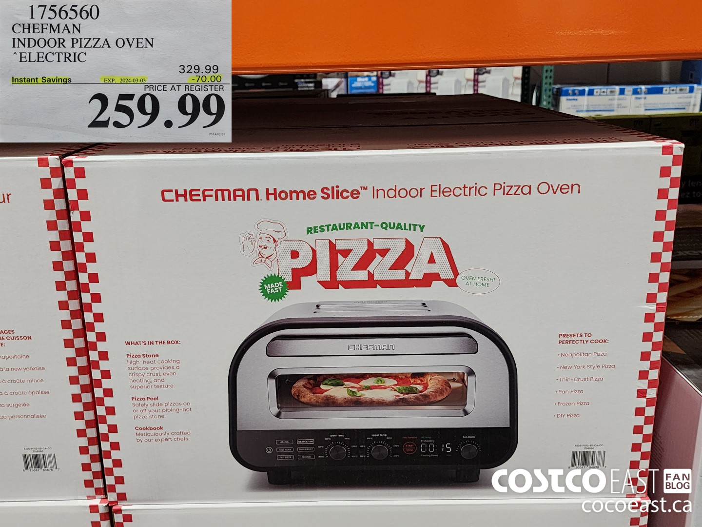 1756560 CHEFMAN INDOOR PIZZA OVEN “ELECTRIC ($70.00 INSTANT SAVINGS EXPIRES ON 2024-03-03) $259.99
