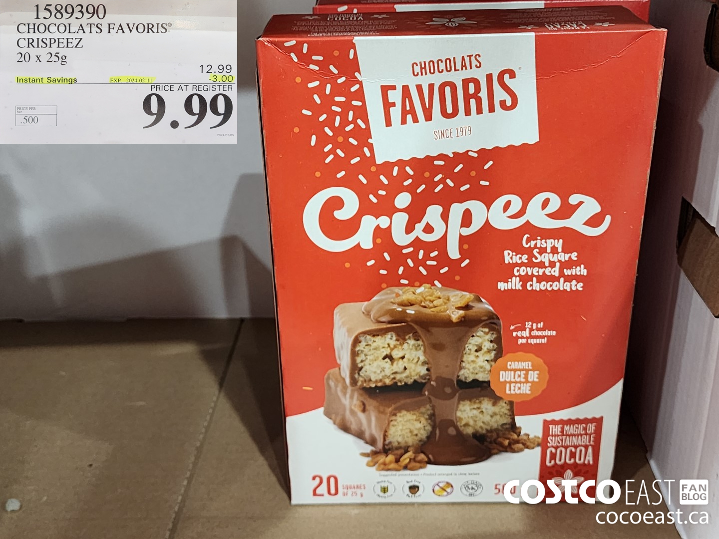 1589390 CHOCOLATS FAVORIS CRISPEEZ 20 x 25G ($3.00 INSTANT SAVINGS EXPIRES ON 2024-02-11) $9.99