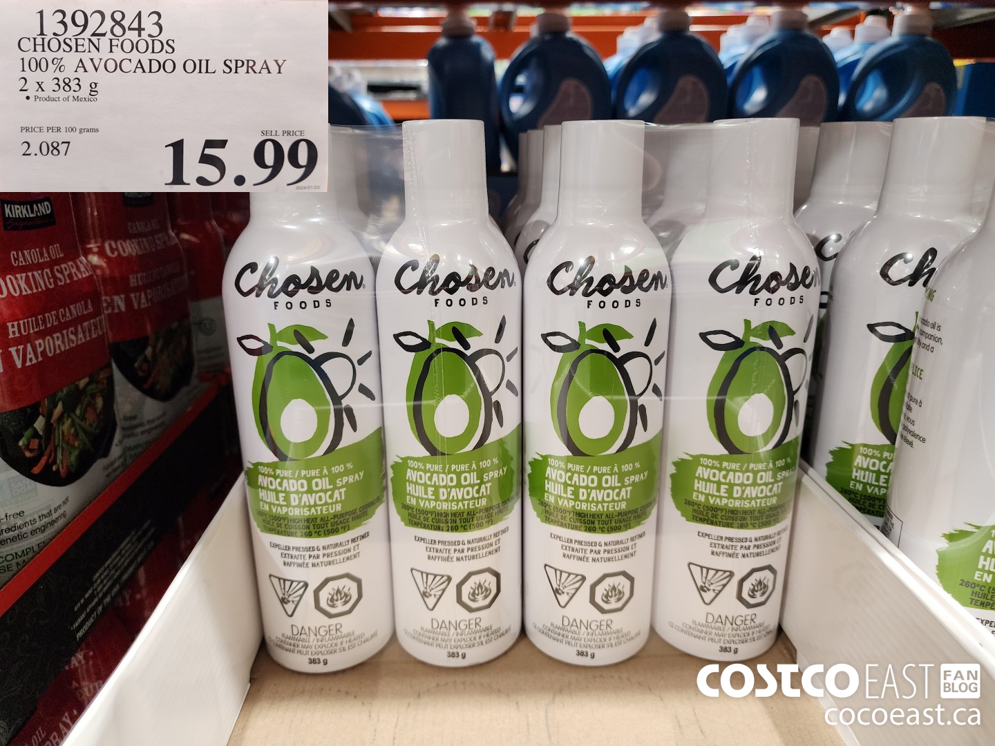 1392843 CHOSEN FOODS 100% AVOCADO OIL SPRAY 2 x 368 G $15.99