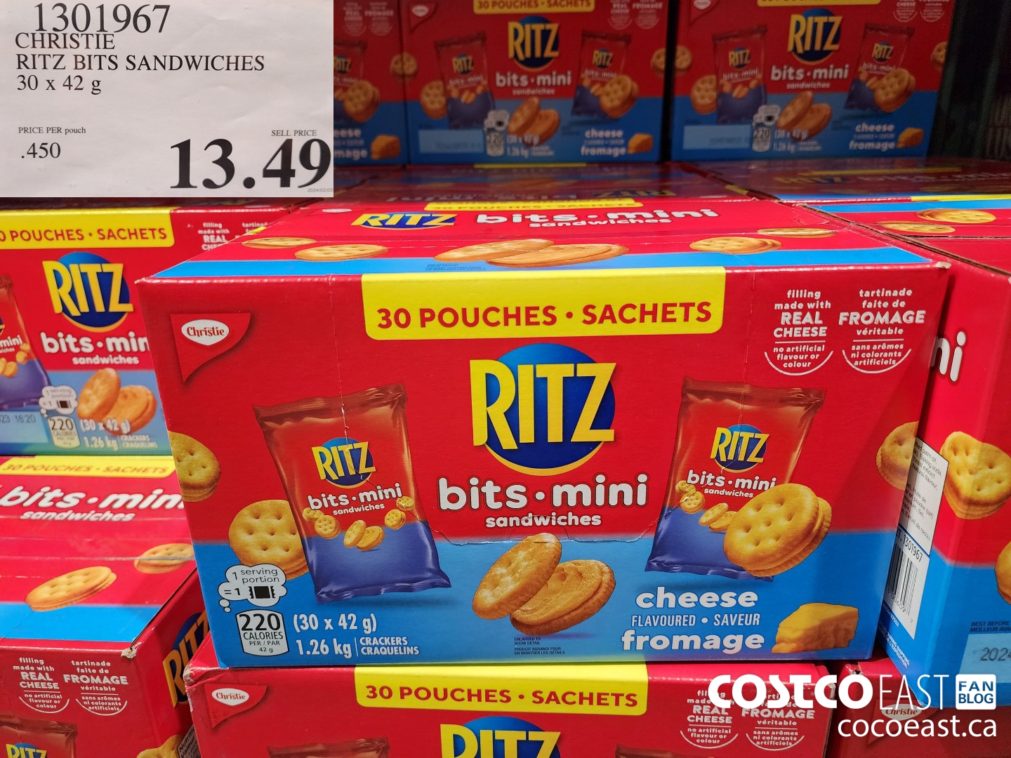 1301967 CHRISTIE RITZ BITS SANDWICHES 30 x 42 g $13.49