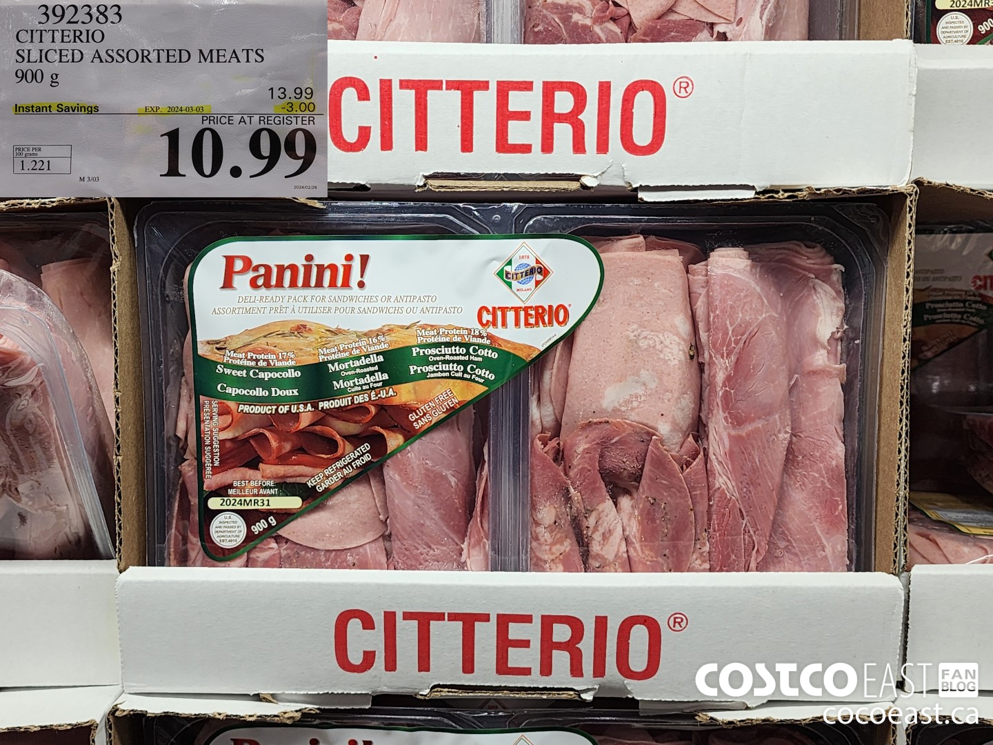 392383 CITTERIO SLICED ASSORTED MEATS 900 g ($3.00 INSTANT SAVINGS EXPIRES ON 2024-03-03) $10.99