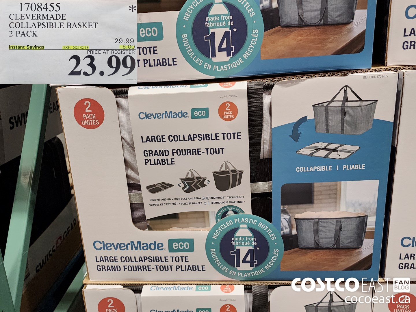1708455 CLEVERMADE COLLAPSIBLE BASKET 2 PACK ($6.00 INSTANT SAVINGS EXPIRES ON 2024-02-18) $23.99