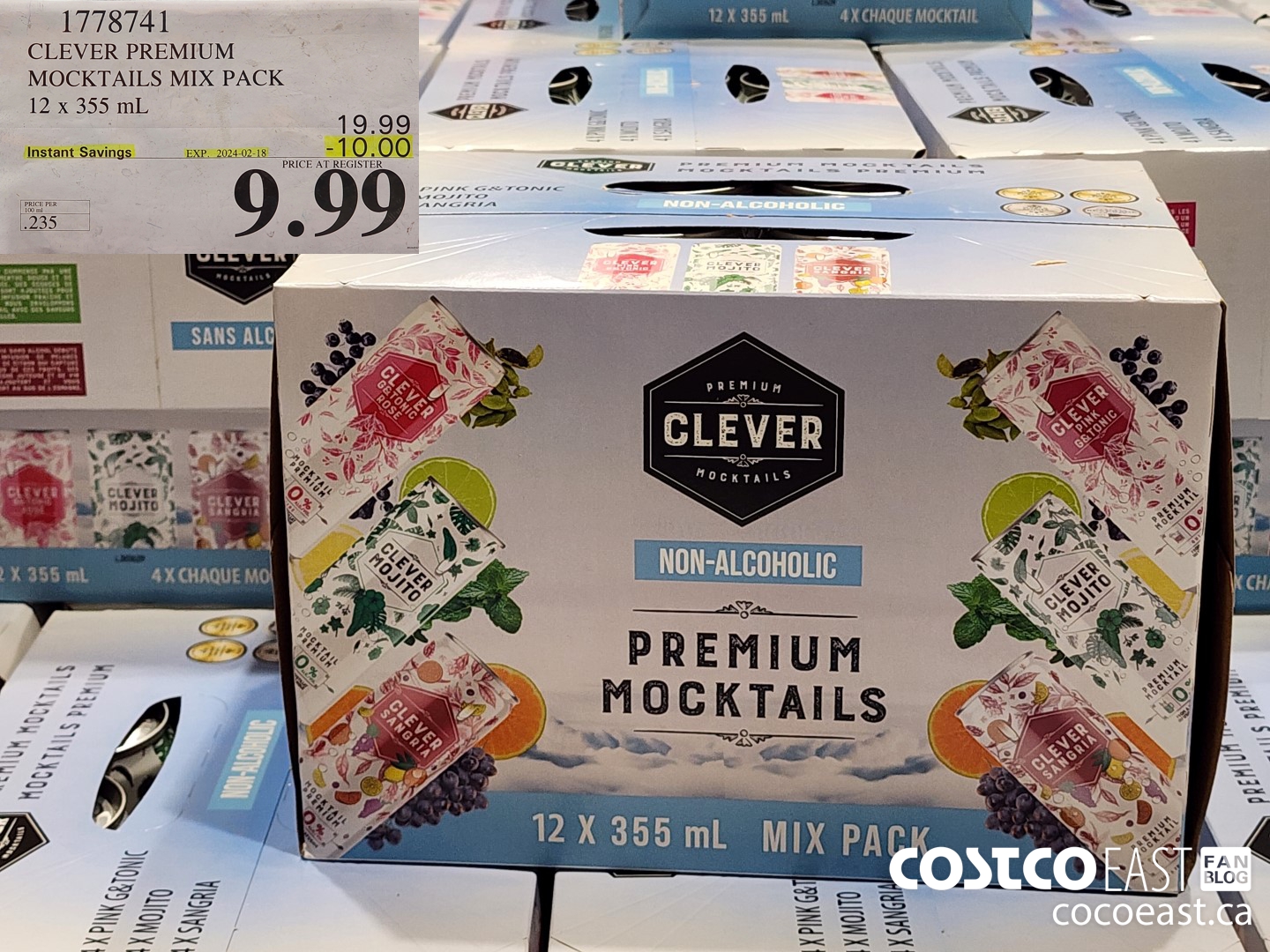 1778741 CLEVER PREMIUM MOCKTAILS MIX PACK 12 X 355 ML ($10.00 INSTANT SAVINGS EXPIRES ON 2024-02-18) $9.99