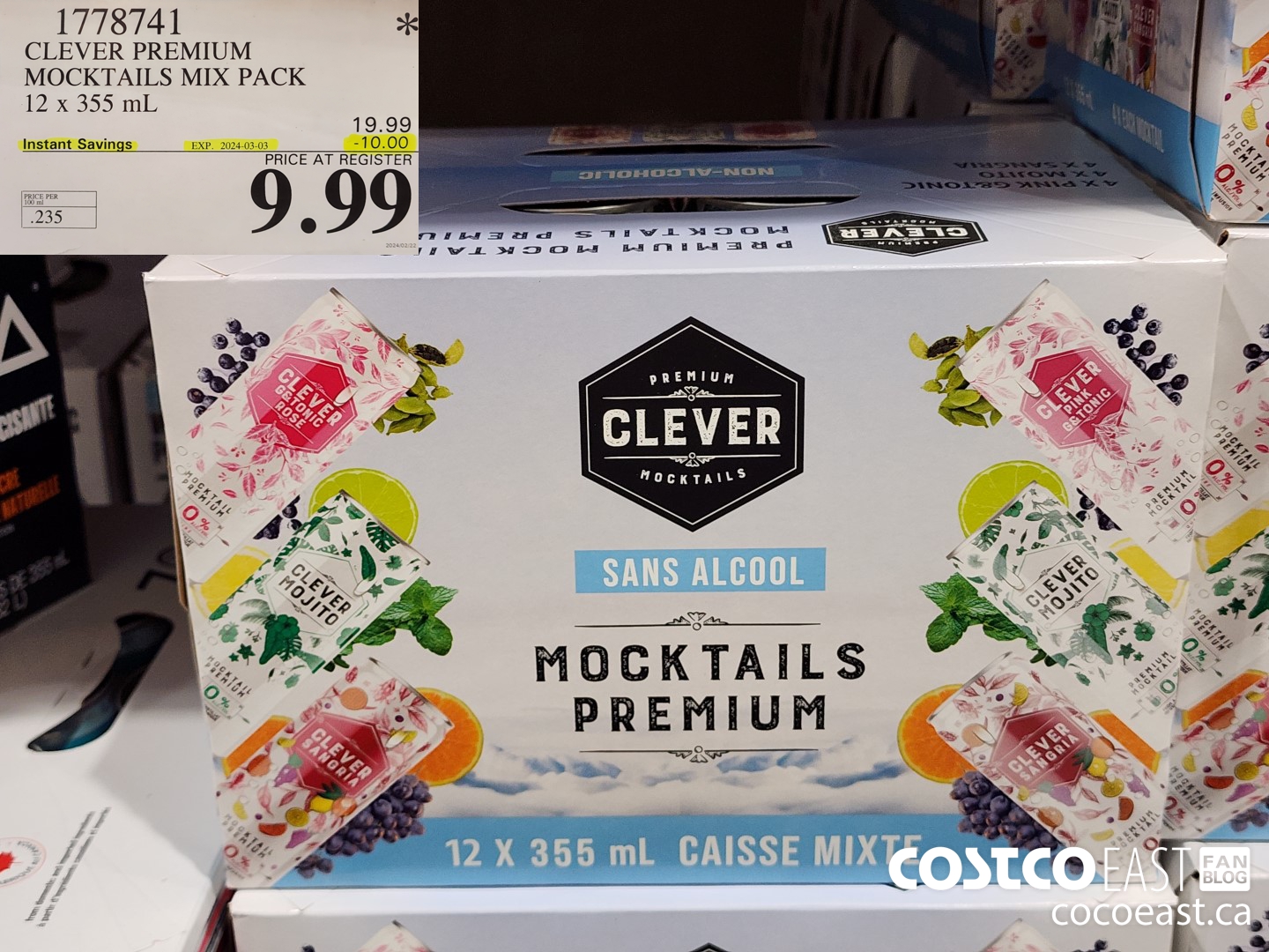 1778741 CLEVER PREMIUM MOCKTAILS MIX PACK 12 X 355 ML ($10.00 INSTANT SAVINGS EXPIRES ON 2024-03-03) $9.99