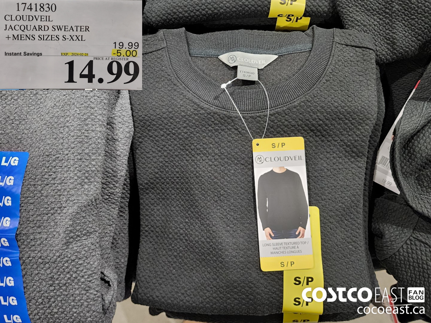 1741830 CLOUDVEIL JACQUARD SWEATER +MENS SIZES S-XXL ($5.00 INSTANT SAVINGS EXPIRES ON 2024-02-25) $14.99