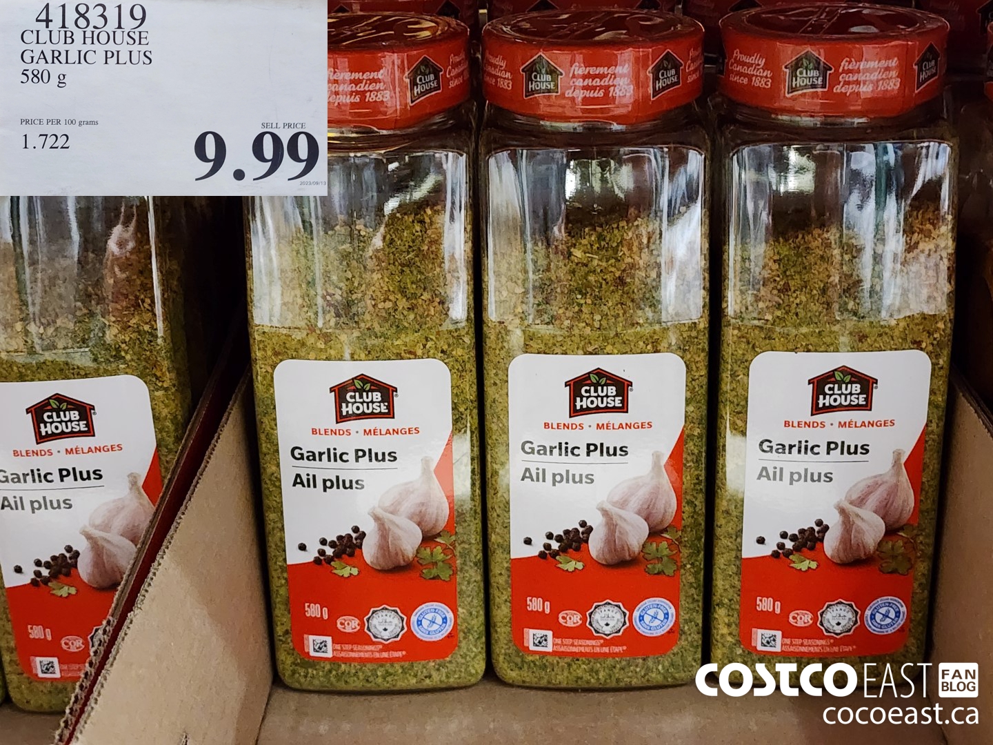 418319 CLUBHOUSE GARLIC PLUS 580 G $9.99