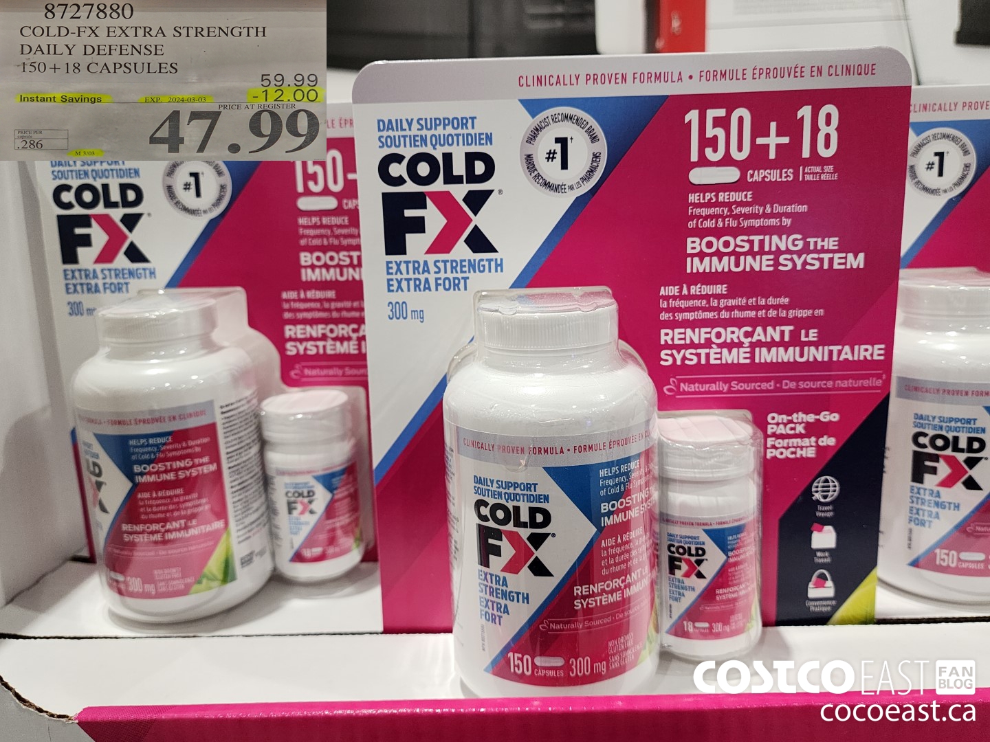 8727880 COLD-FX EXTRA STRENGTH DAILY DEFENSE 150 + 18 CAPSULES ($12.00 INSTANT SAVINGS EXPIRES ON 2024-03-03) $47.99