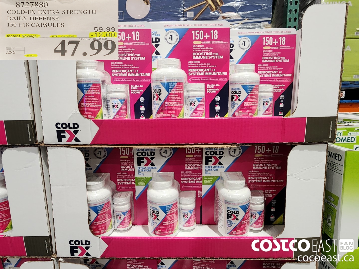 8727880 COLD-FX EXTRA STRENGTH DAILY DEFENSE 150 + 18 CAPSULES ($12.00 INSTANT SAVINGS EXPIRES ON 2024-03-03) $47.99