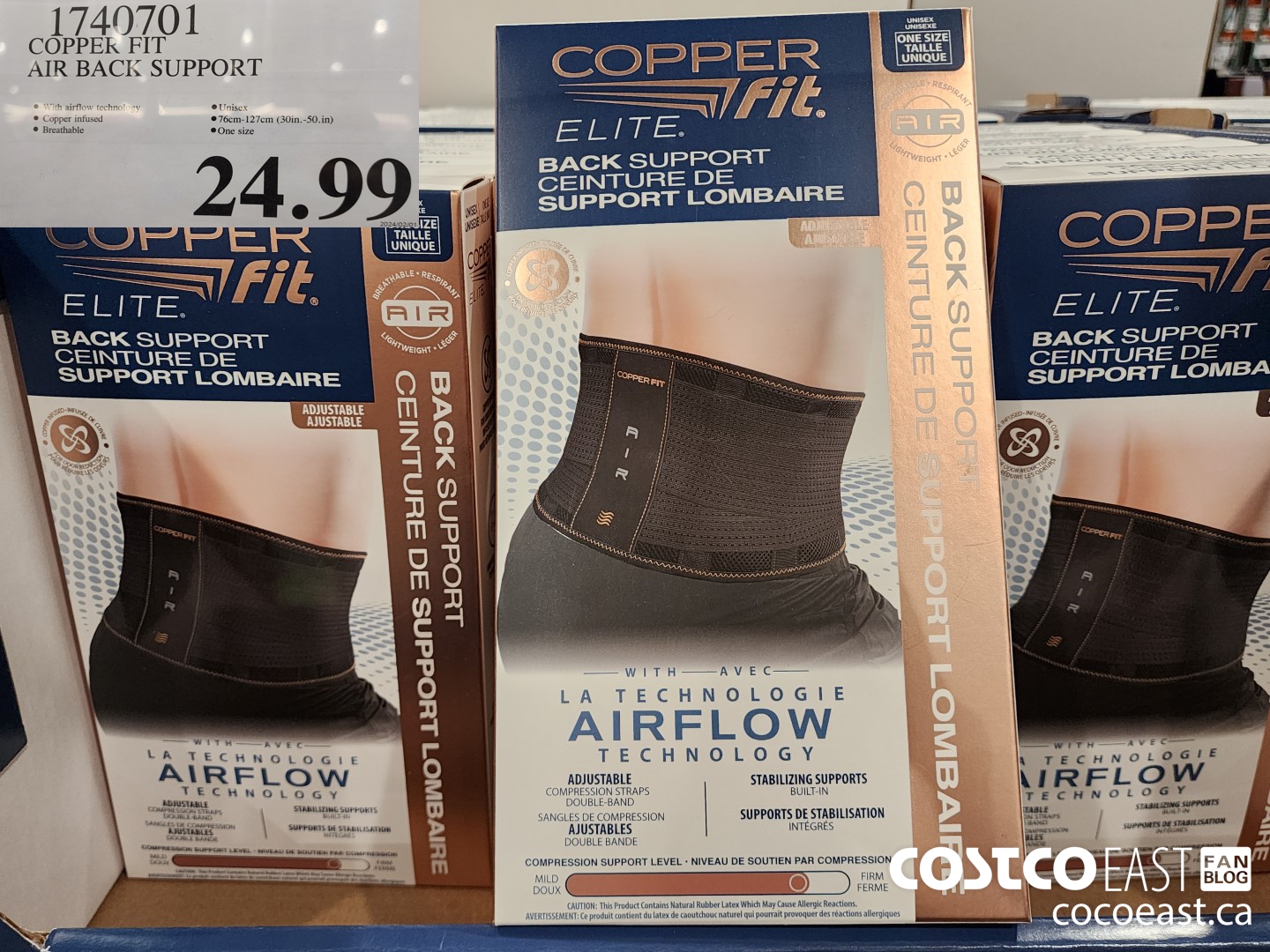 1740701 COPPER FIT AIR BACK SUPPORT $24.99