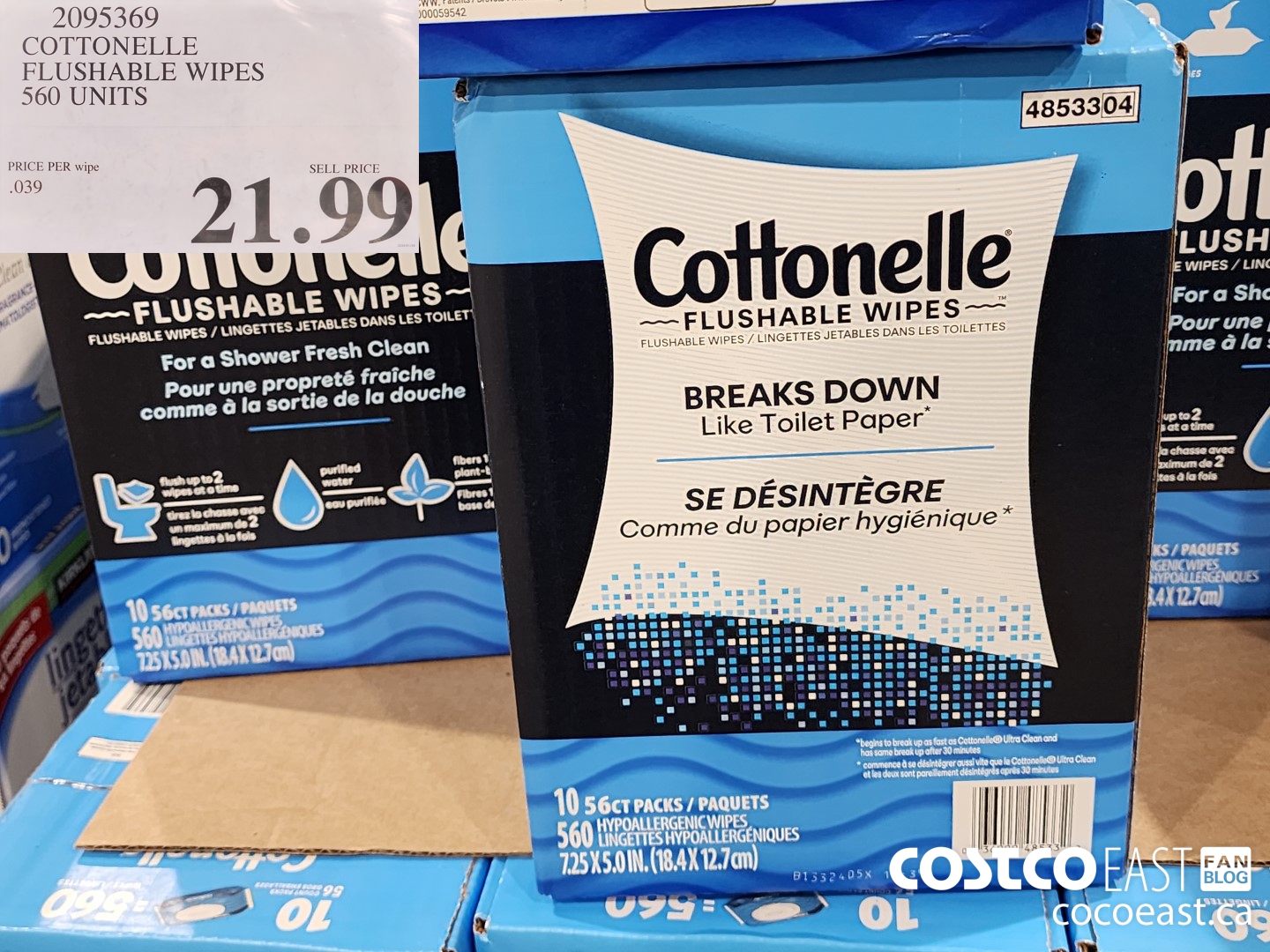2095369 COTTONELLE FLUSHABLE WIPES 560 units $21.99