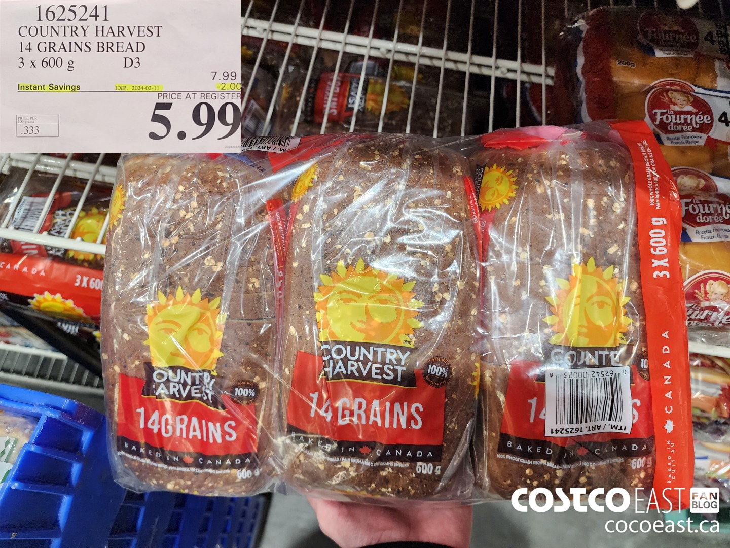 1625241 COUNTRY HARVEST 14 GRAINS BREAD 3 x 600 g ($2.00 INSTANT SAVINGS EXPIRES ON 2024-02-11) $5.99