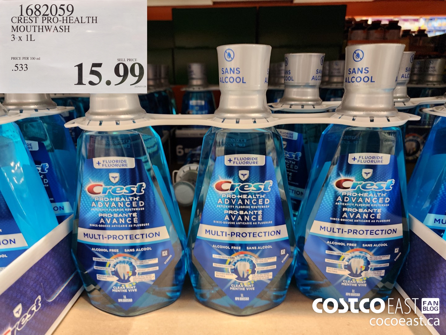 1682059 CREST PRO-HEALTH MOUTHWASH 3 X 1L $15.99