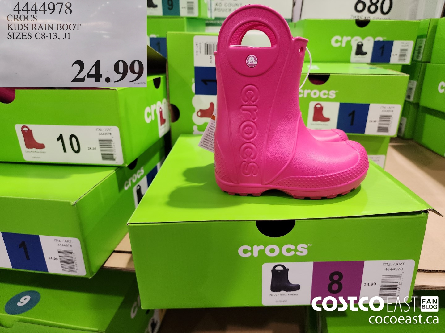 4444978 CROCS KIDS RAIN BOOT SIZES C8-13, J1 $24.99