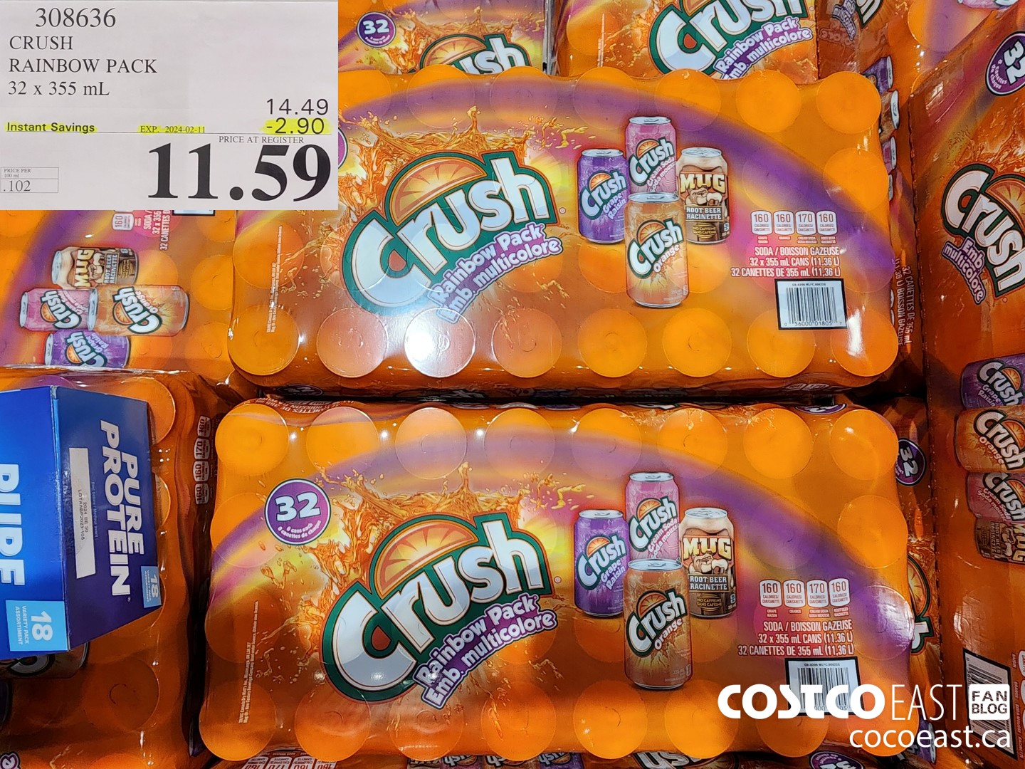 308636 CRUSH RAINBOW PACK 32 X 355 ML ($2.90 INSTANT SAVINGS EXPIRES ON 2024-02-11) $11.59