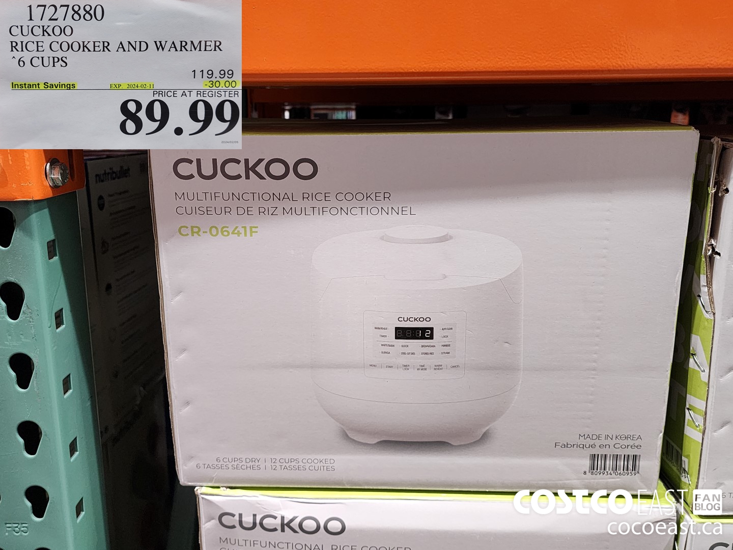 1727880 CUCKOO RICE COOKER AND WARMER 6 CUPS ($30.00 INSTANT SAVINGS EXPIRES ON 2024-02-11) $89.99