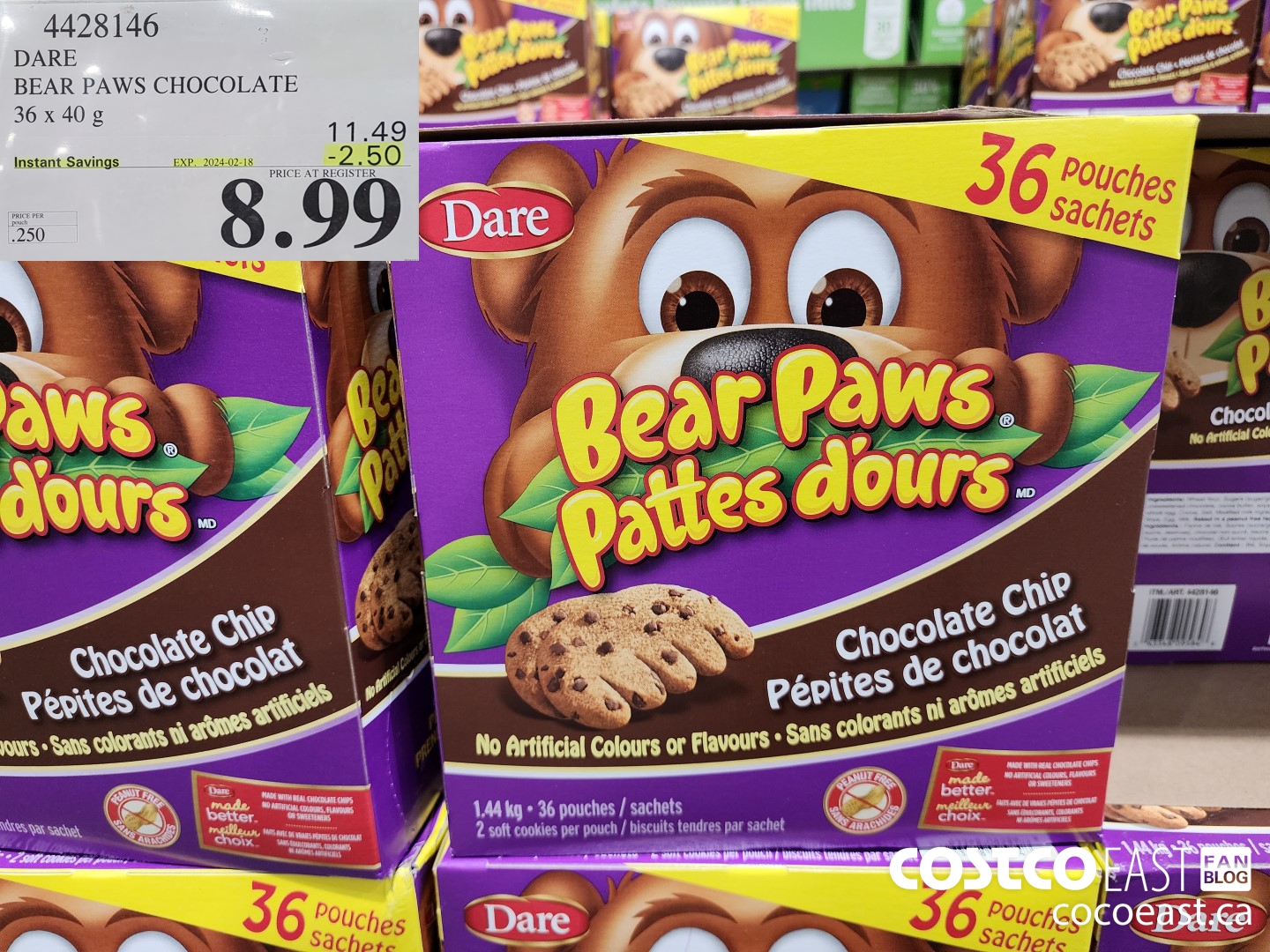 4428146 DARE BEAR PAWS CHOCOLATE 36 x 40 g ($2.50 INSTANT SAVINGS EXPIRES ON 2024-02-18) $8.99