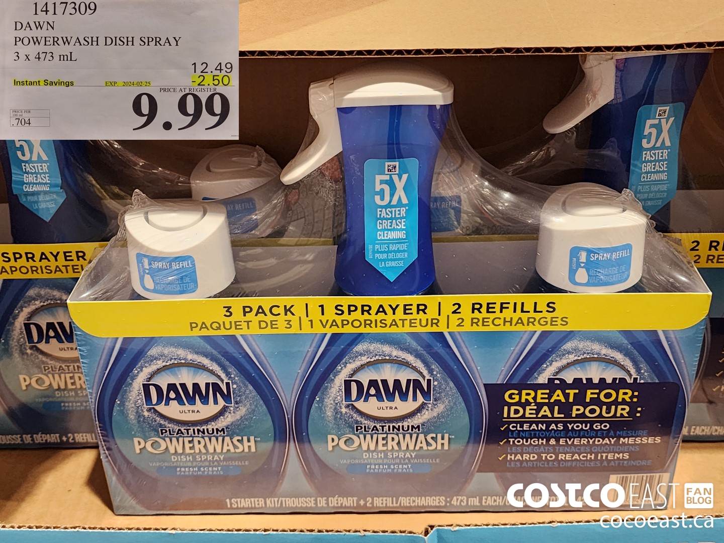 1417309 DAWN POWERWASH DISH SPRAY 3 X 473 mL ($2.50 INSTANT SAVINGS EXPIRES ON 2024-02-25) $9.99