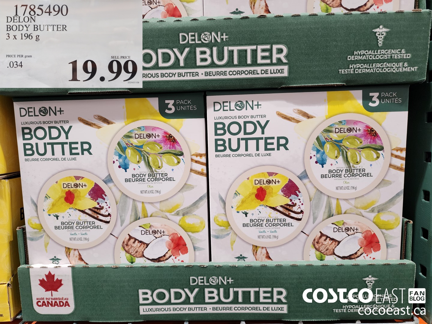 1785490 DELON BODY BUTTER 3 X 196 G $19.99