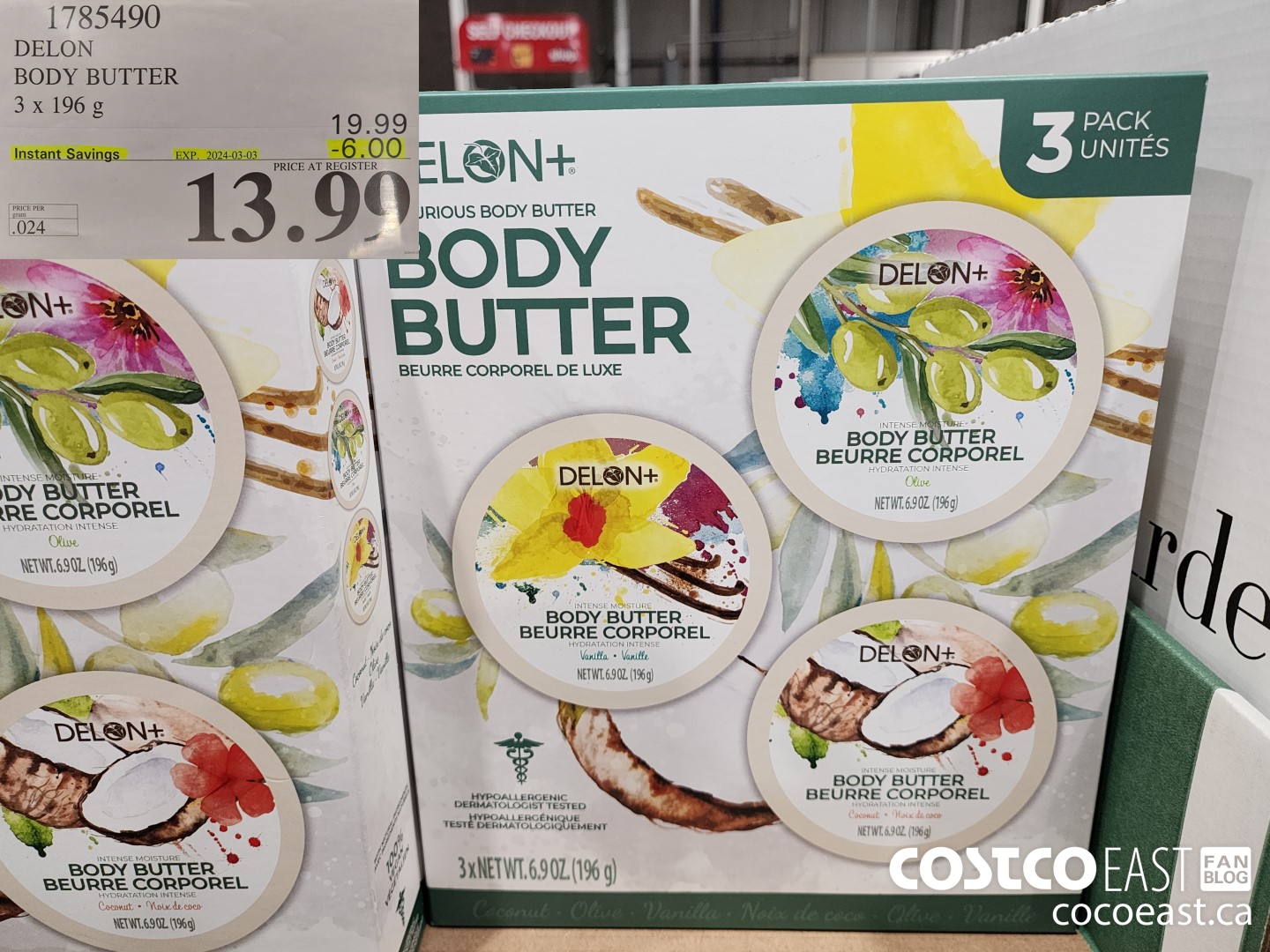 1785490 DELON BODY BUTTER 3 X 196 G ($6.00 INSTANT SAVINGS EXPIRES ON 2024-03-03) $13.99
