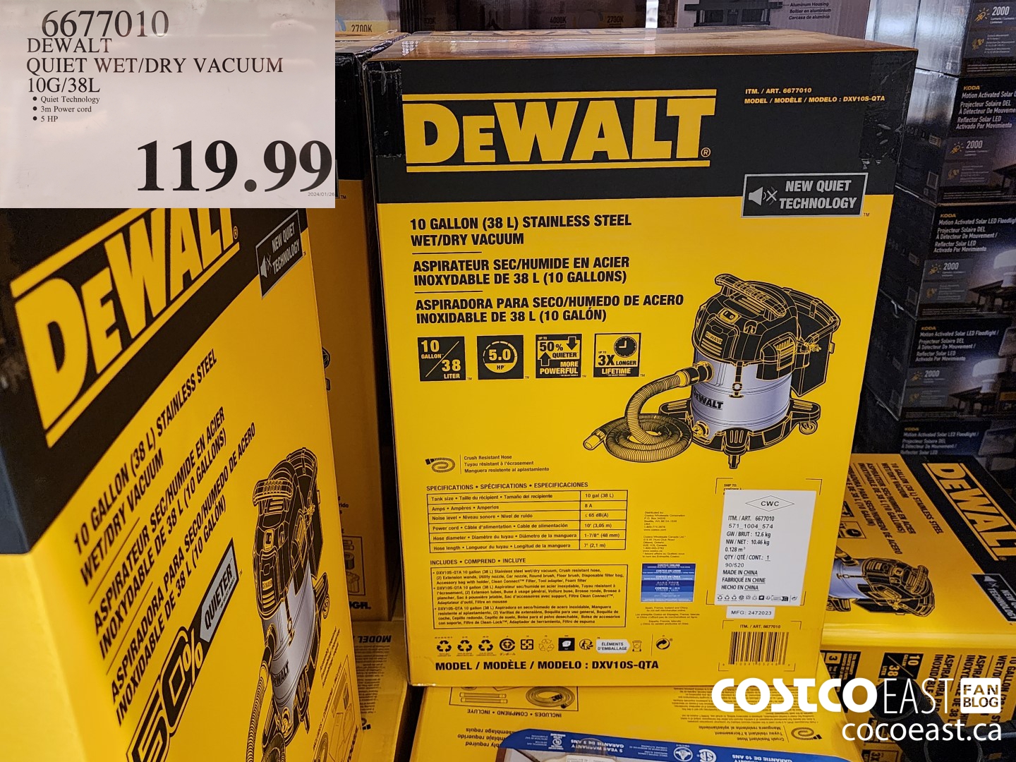 6677010 DEWALT QUIET WET/DRY VACUUM 10G/38L $119.99