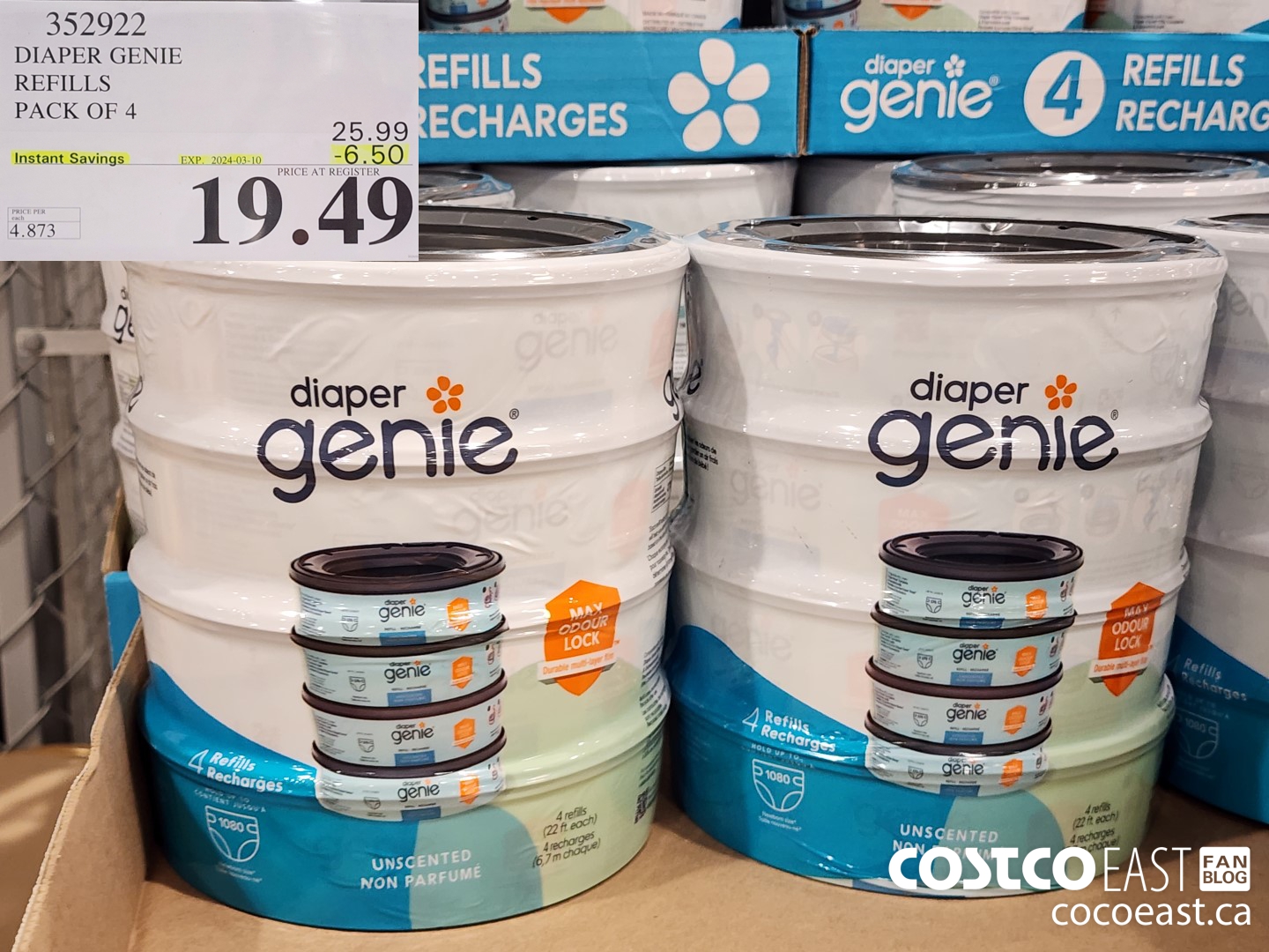 352922 DIAPER GENIE ELITE REFILLS PACK OF 4 ($6.50 INSTANT SAVINGS EXPIRES ON 2024-03-10) $19.49
