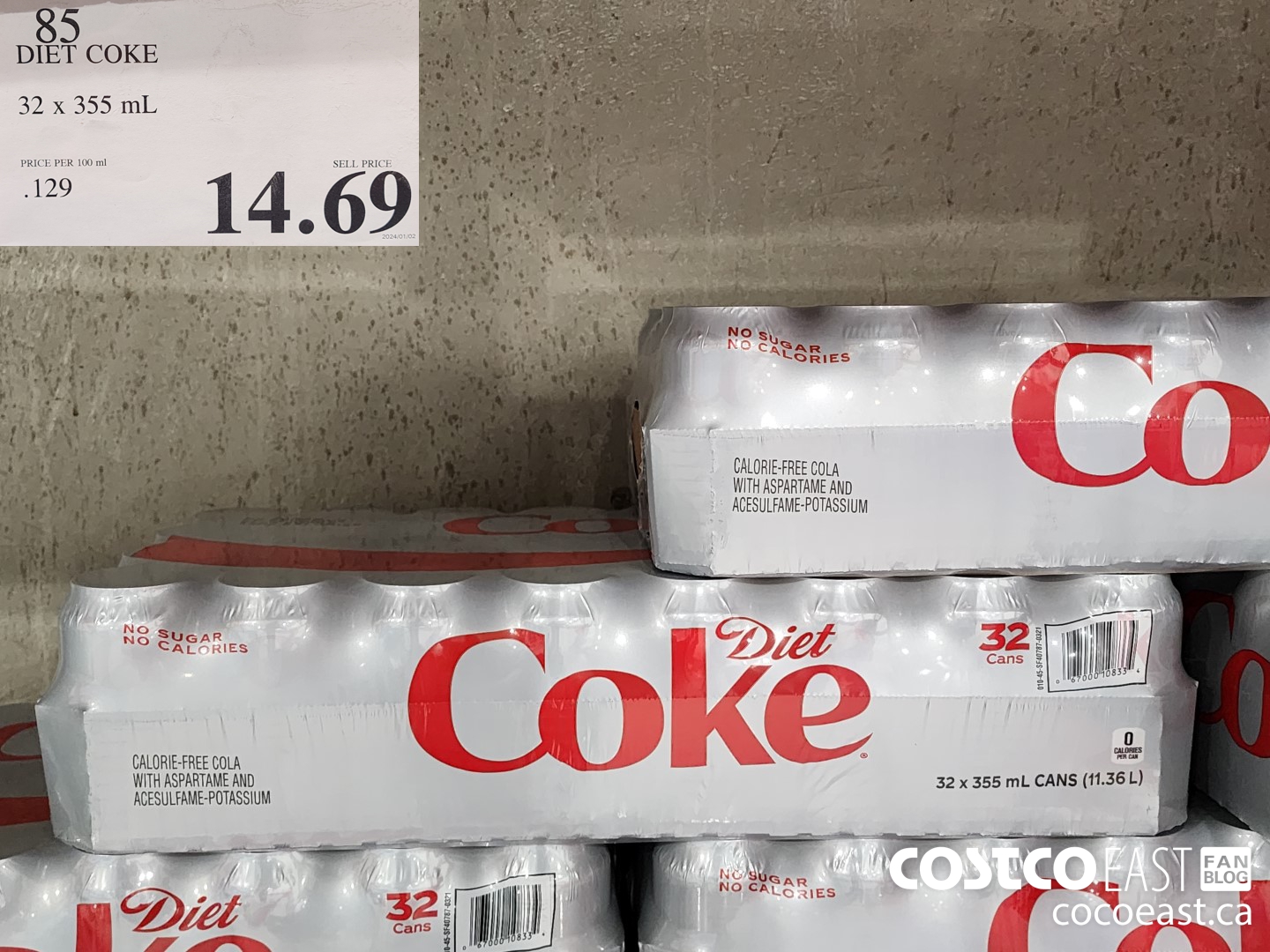 85 DIET COKE 32 X 355 ML $14.69